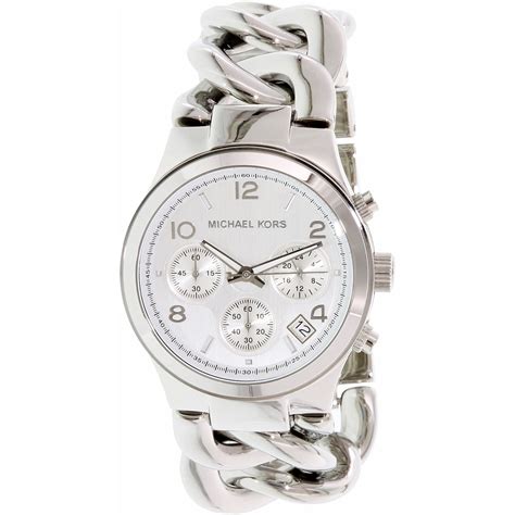 michael kors runway logo watch silver|Michael Kors stainless steel watch.